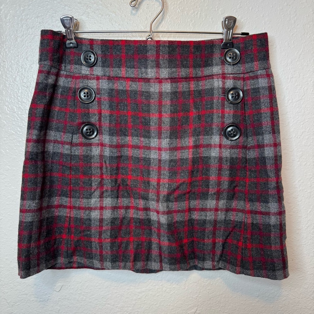 Gap Tartan Plaid Mini Skirt Wool Blend Linen Size 2 Academia Preppy Schoolgirl